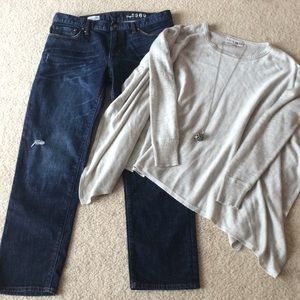 Gap Sexy Boyfriend Ankle Jeans + Knox Rose Poncho